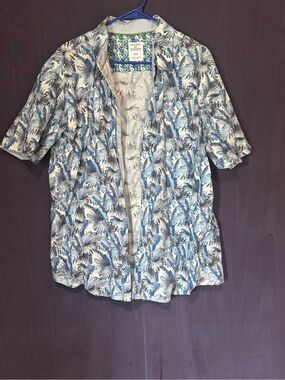 Society Of Threads Green and Blue Floral Print Shirt